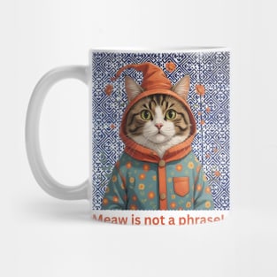 Meaw Is Not a Phrase – Indigo Hmong Cat Vibe Mug